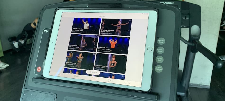 my tablet with peloton app on elliptical machine