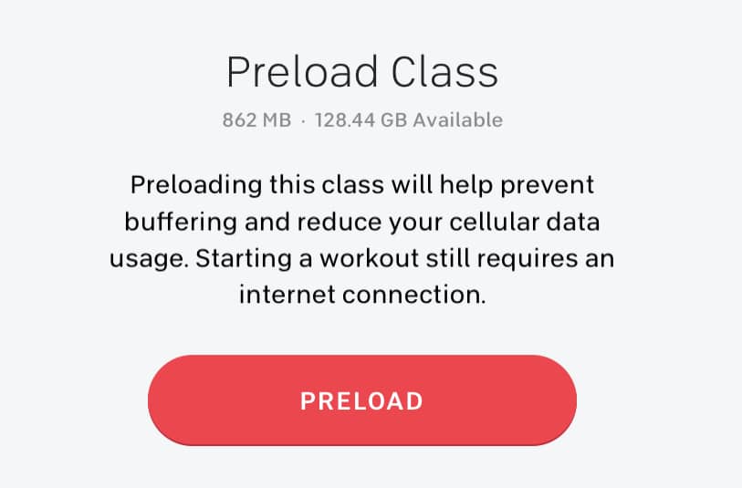 pre load feature on peloton