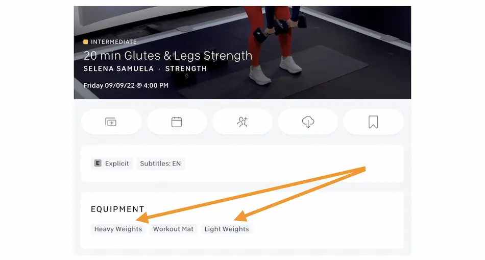 multiple weights for peloton classes