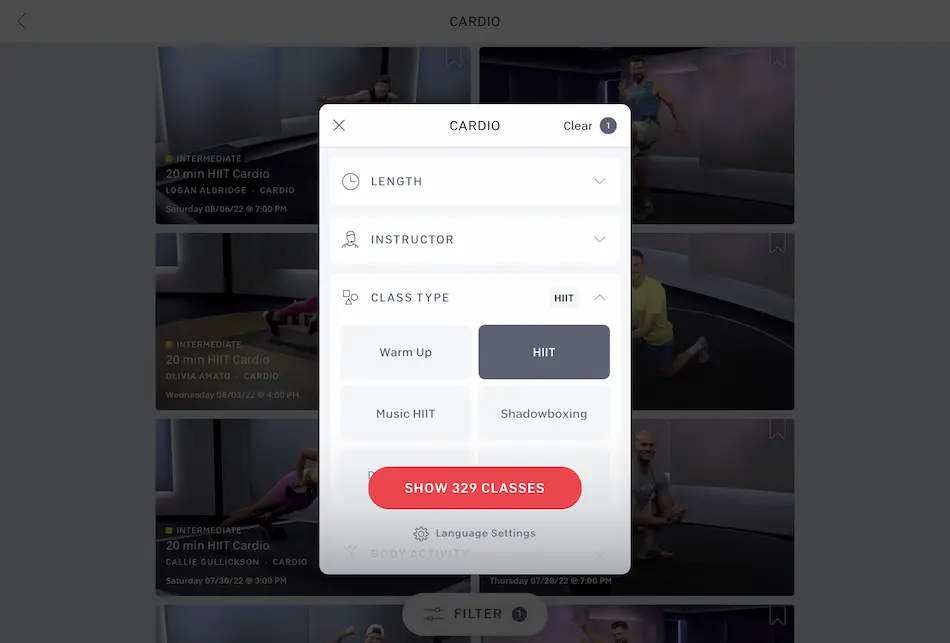 peloton HIIT cardio on the peloton app