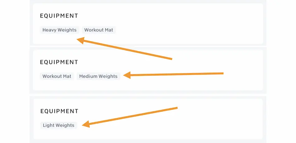 peloton dumbbells used for class