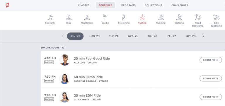 peloton live ride schedule