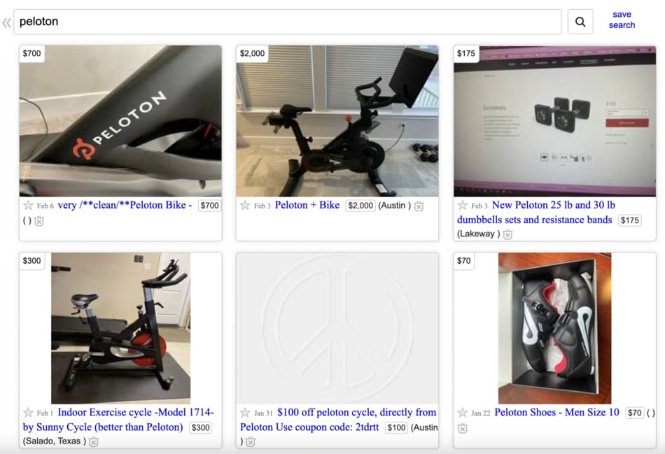 Peloton bike cheap on craigslist